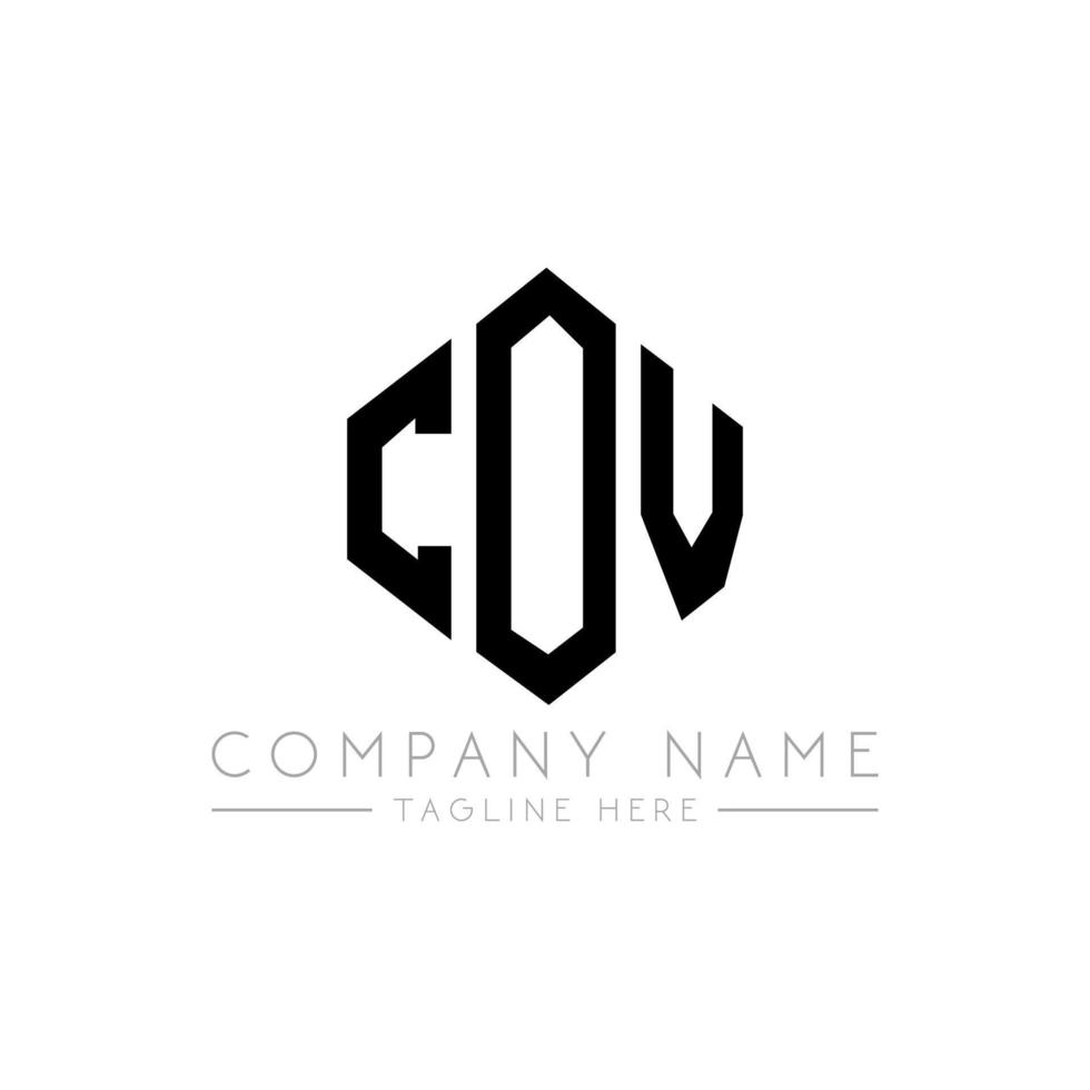 COV letter logo design with polygon shape. COV polygon and cube shape logo design. COV hexagon vector logo template white and black colors. COV monogram, business and real estate logo.