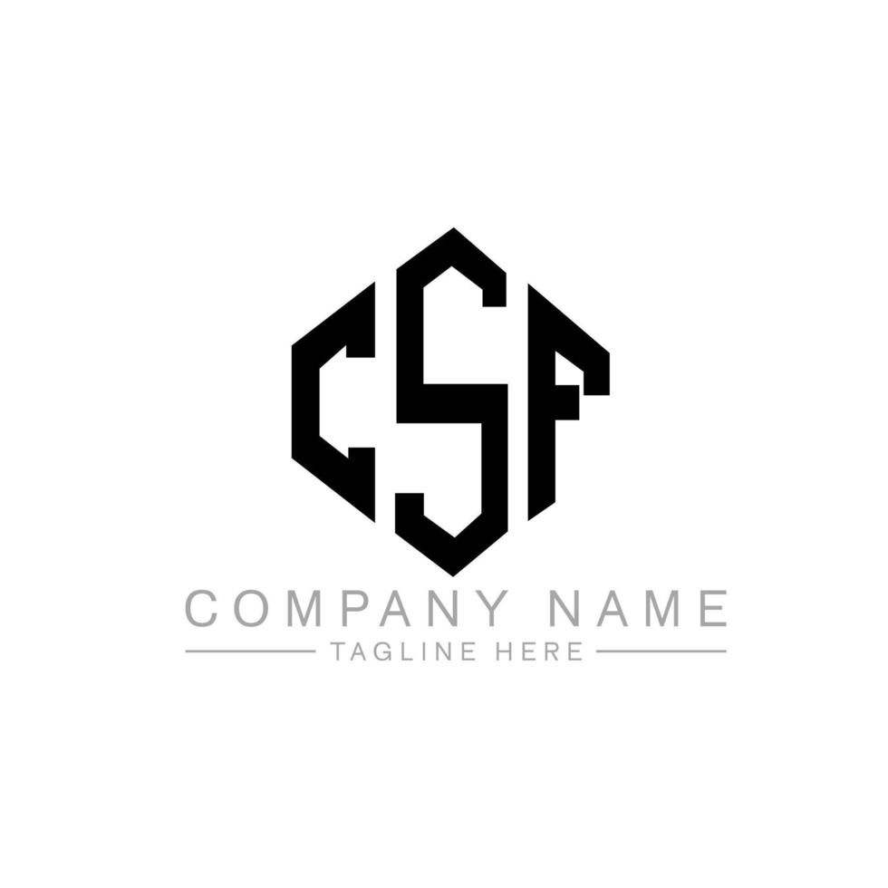 CSF letter logo design with polygon shape. CSF polygon and cube shape logo design. CSF hexagon vector logo template white and black colors. CSF monogram, business and real estate logo.
