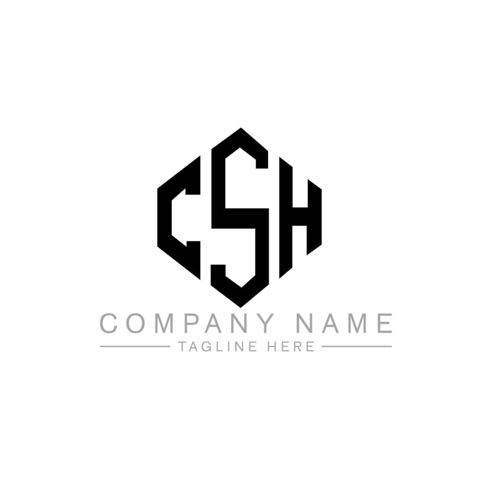 CSH letter logo design with polygon shape. CSH polygon and cube shape logo design. CSH hexagon vector logo template white and black colors. CSH monogram, business and real estate logo.