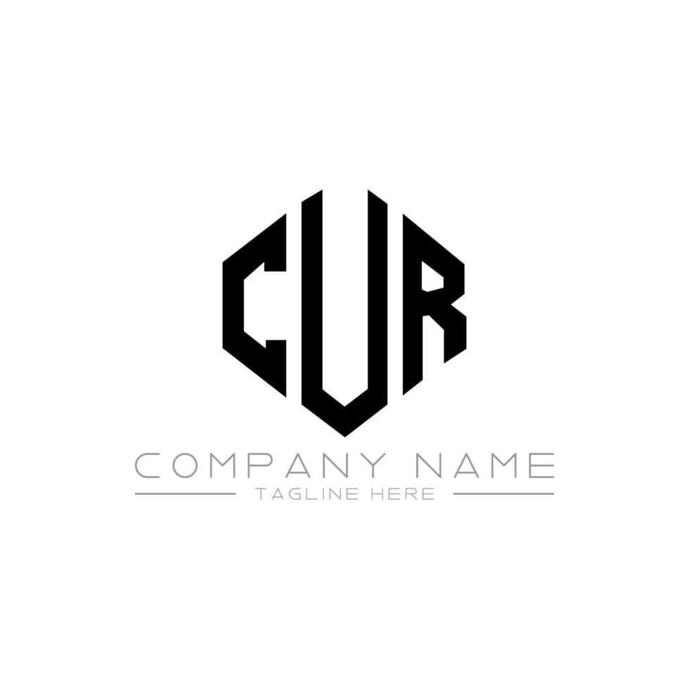 CUR letter logo design with polygon shape. CUR polygon and cube shape logo design. CUR hexagon vector logo template white and black colors. CUR monogram, business and real estate logo.