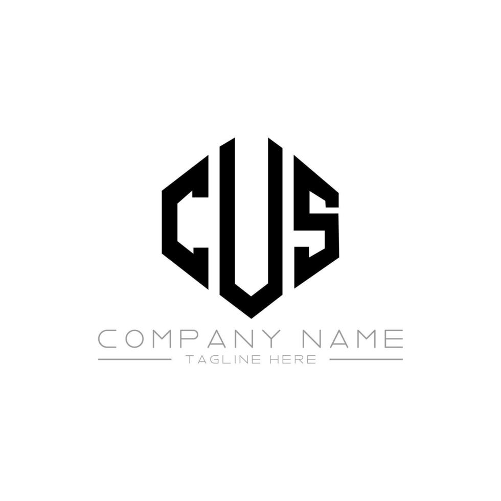 CUS letter logo design with polygon shape. CUS polygon and cube shape logo design. CUS hexagon vector logo template white and black colors. CUS monogram, business and real estate logo.