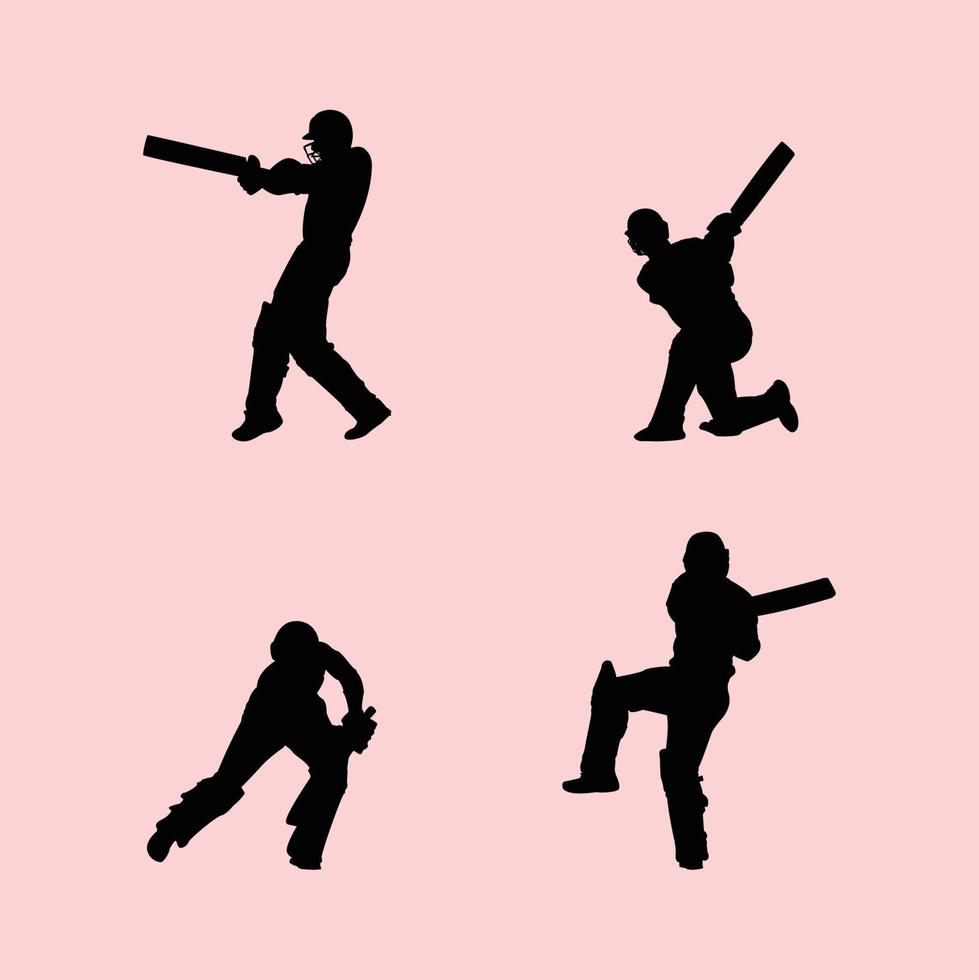 batsman in action Silhouette vector
