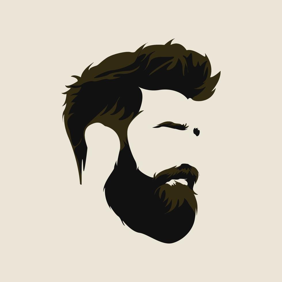 cara de barba en negro vector