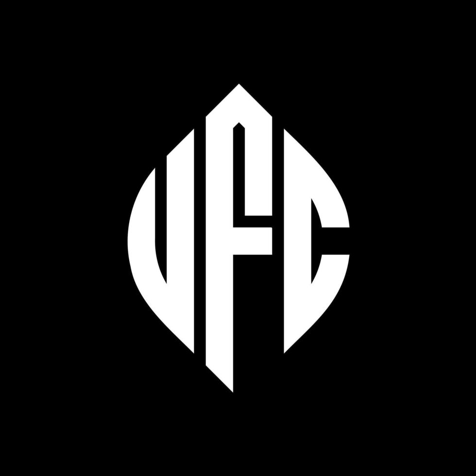 diseño de logotipo de letra circular ufc con forma de círculo y elipse. Letras de elipse ufc con estilo tipográfico. las tres iniciales forman un logo circular. vector de marca de letra de monograma abstracto del emblema del círculo de ufc.