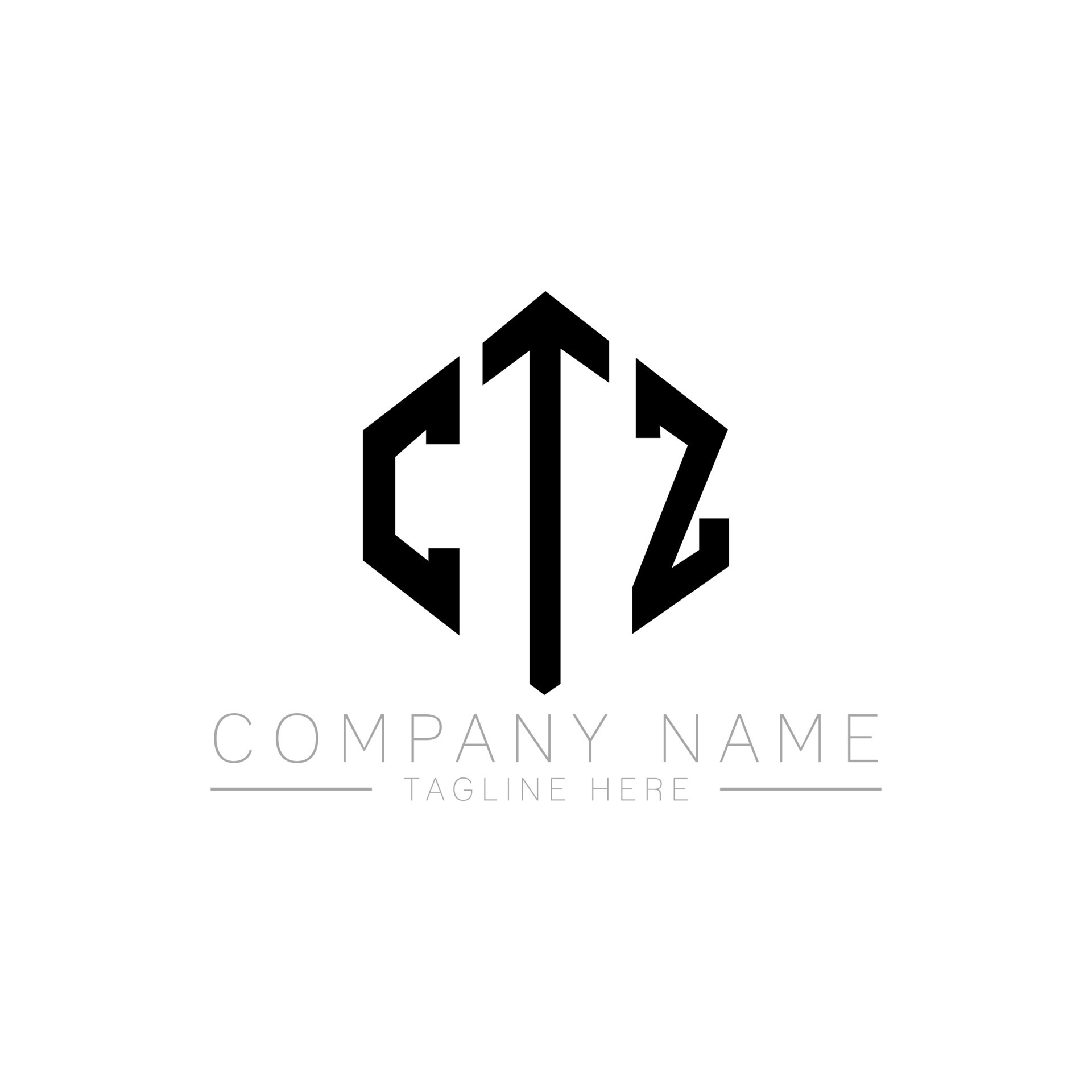 CTZ letter logo design with polygon shape. CTZ polygon and cube shape