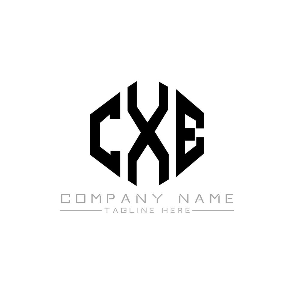 CXE letter logo design with polygon shape. CXE polygon and cube shape logo design. CXE hexagon vector logo template white and black colors. CXE monogram, business and real estate logo.