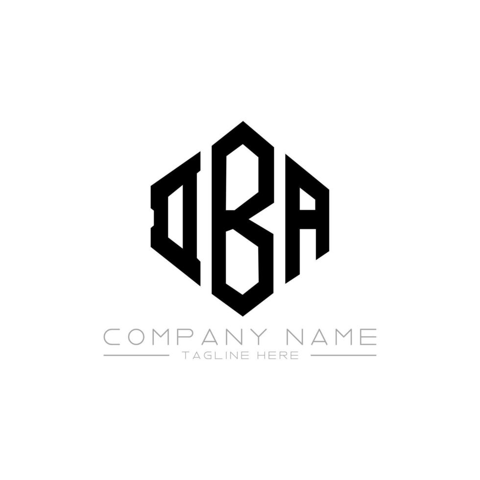 DBA letter logo design with polygon shape. DBA polygon and cube shape logo design. DBA hexagon vector logo template white and black colors. DBA monogram, business and real estate logo.