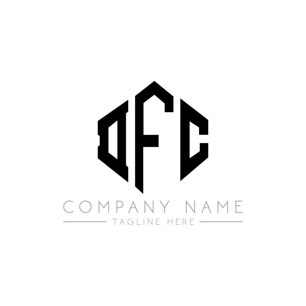 DFC letter logo design with polygon shape. DFC polygon and cube shape logo design. DFC hexagon vector logo template white and black colors. DFC monogram, business and real estate logo.