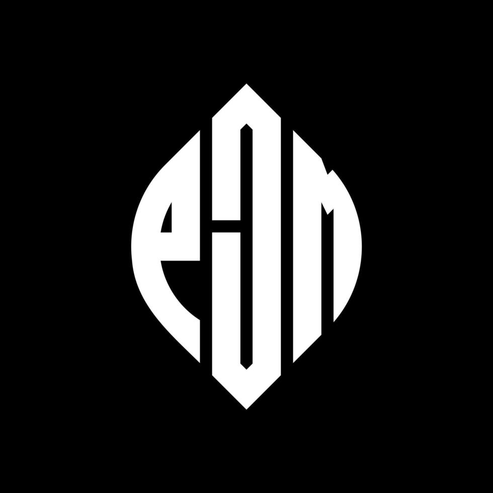 Diseño de logotipo de letra de círculo pjm con forma de círculo y elipse. letras de elipse pjm con estilo tipográfico. las tres iniciales forman un logo circular. vector de marca de letra de monograma abstracto del emblema del círculo pjm.