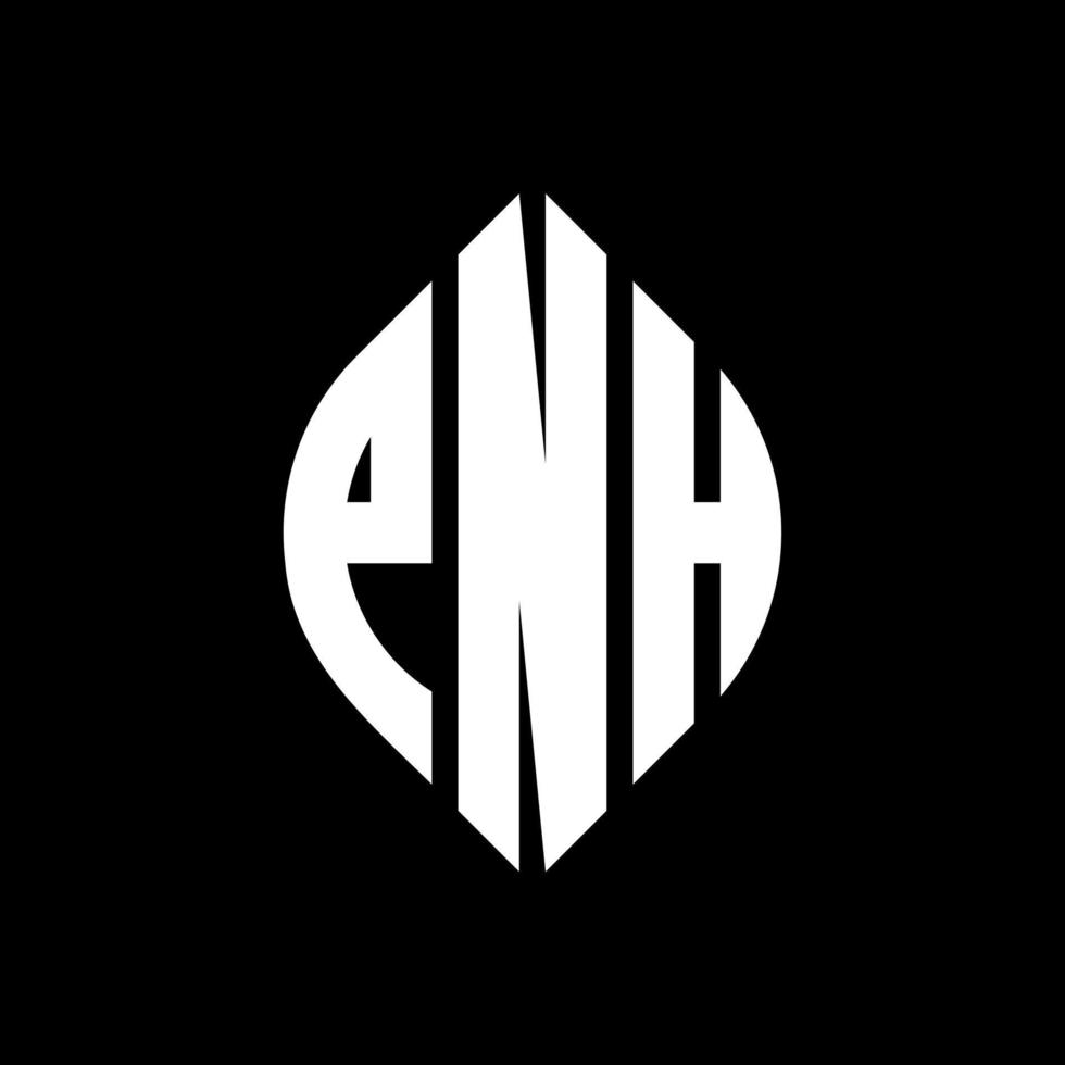 PNH circle letter logo design with circle and ellipse shape. PNH ellipse letters with typographic style. The three initials form a circle logo. PNH Circle Emblem Abstract Monogram Letter Mark Vector. vector
