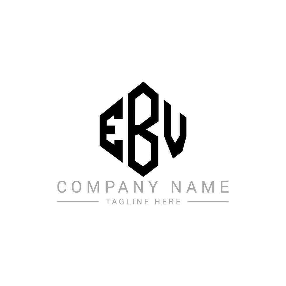 EBV letter logo design with polygon shape. EBV polygon and cube shape logo design. EBV hexagon vector logo template white and black colors. EBV monogram, business and real estate logo.