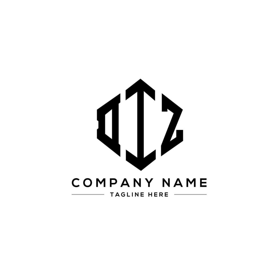 DIZ letter logo design with polygon shape. DIZ polygon and cube shape logo design. DIZ hexagon vector logo template white and black colors. DIZ monogram, business and real estate logo.