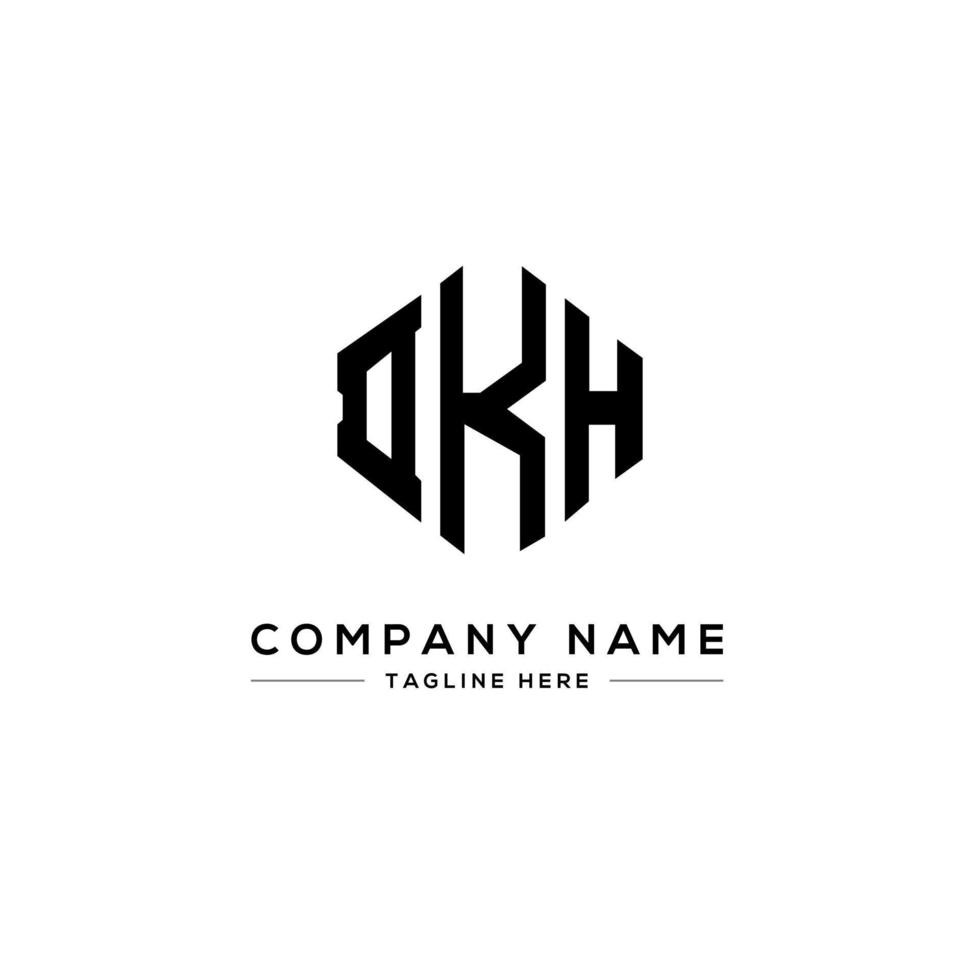 diseño de logotipo de letra dkh con forma de polígono. diseño de logotipo de forma de cubo y polígono dkh. dkh hexágono vector logo plantilla colores blanco y negro. monograma dkh, logotipo comercial y inmobiliario.