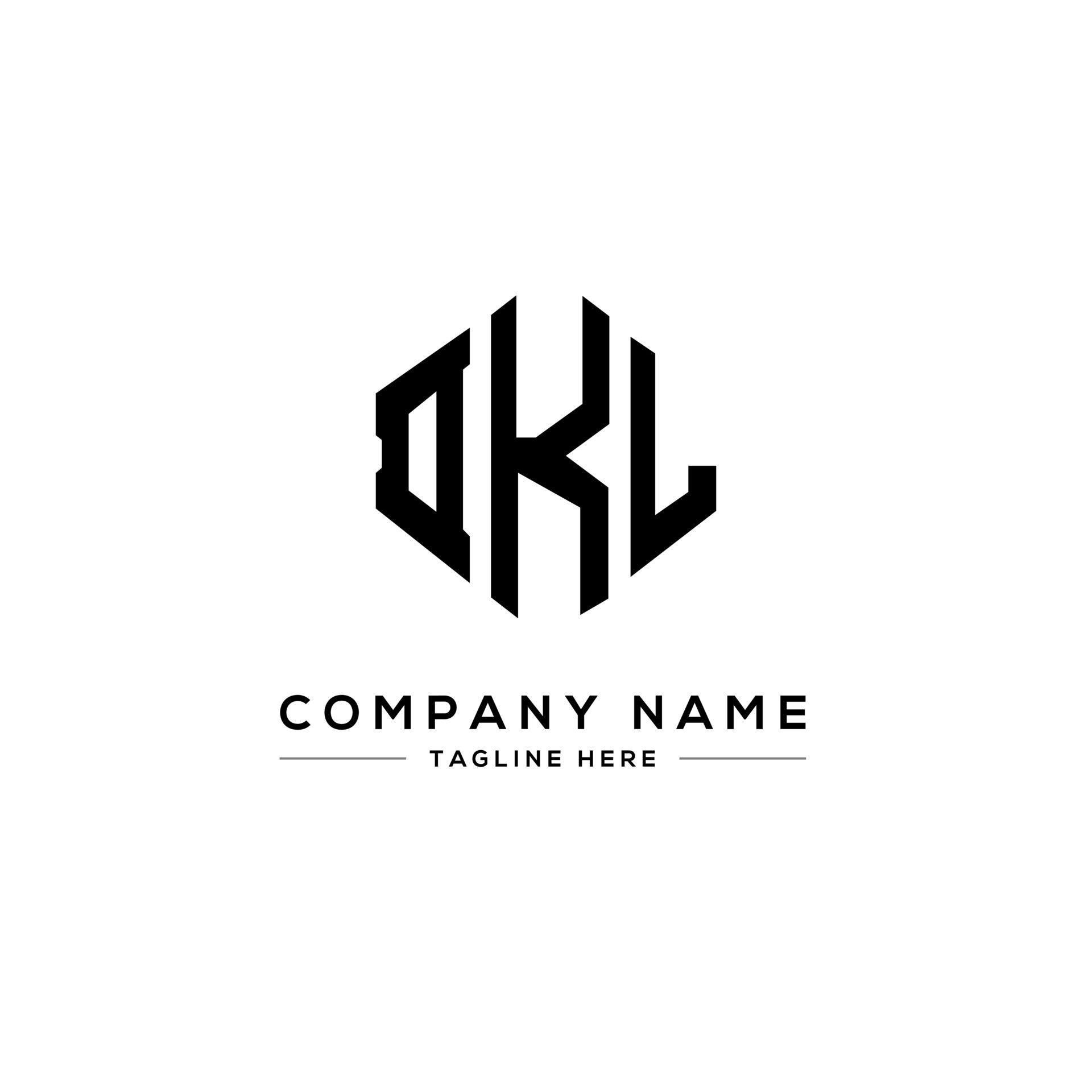 DKL letter logo design with polygon shape. DKL polygon and cube shape