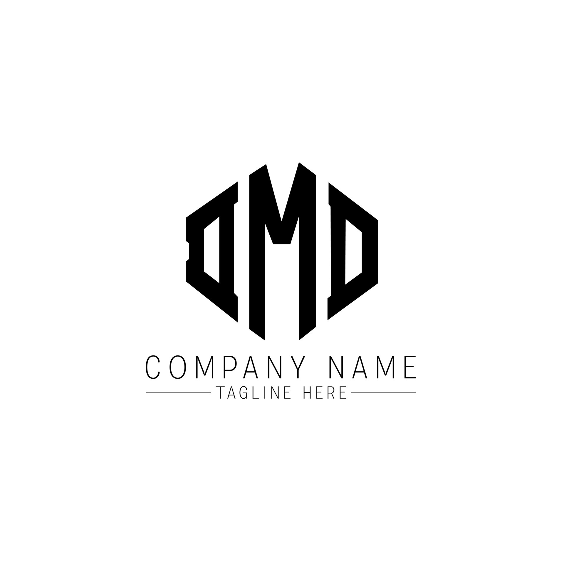 DMD letter logo design with polygon shape. DMD polygon and cube shape