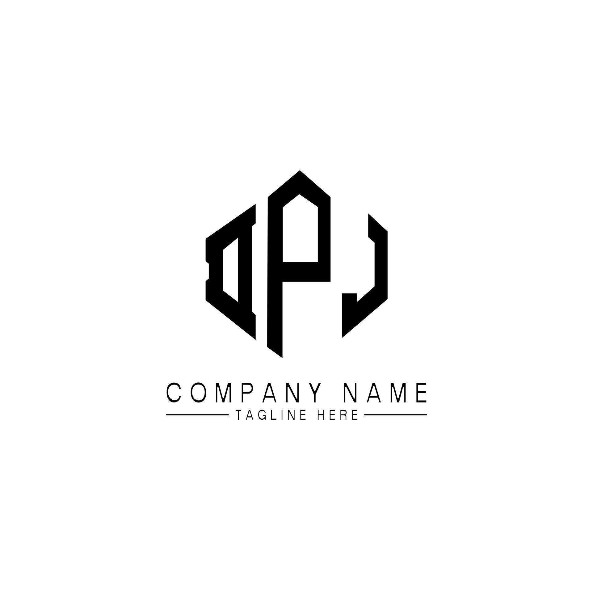 DPJ letter logo design with polygon shape. DPJ polygon and cube shape