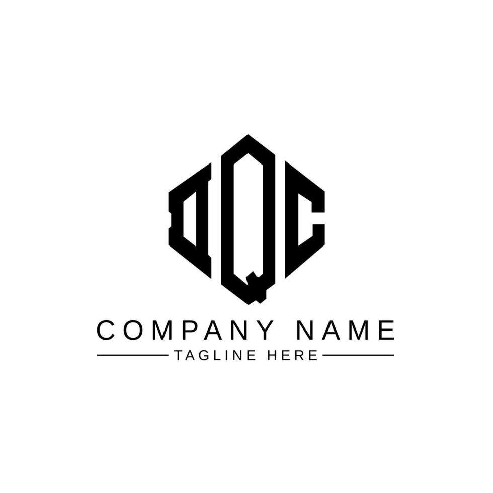 DQC letter logo design with polygon shape. DQC polygon and cube shape logo design. DQC hexagon vector logo template white and black colors. DQC monogram, business and real estate logo.