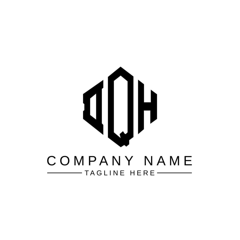 DQH letter logo design with polygon shape. DQH polygon and cube shape logo design. DQH hexagon vector logo template white and black colors. DQH monogram, business and real estate logo.