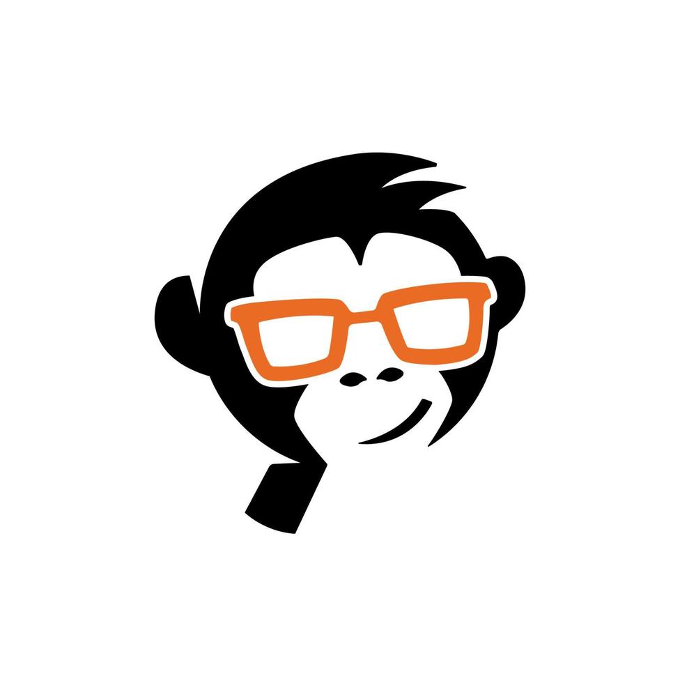 Abstract Nerd Monkey Face Logo Template vector