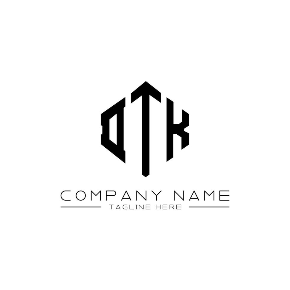 DTK letter logo design with polygon shape. DTK polygon and cube shape logo design. DTK hexagon vector logo template white and black colors. DTK monogram, business and real estate logo.