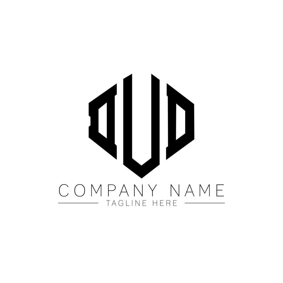 DUD letter logo design with polygon shape. DUD polygon and cube shape logo design. DUD hexagon vector logo template white and black colors. DUD monogram, business and real estate logo.