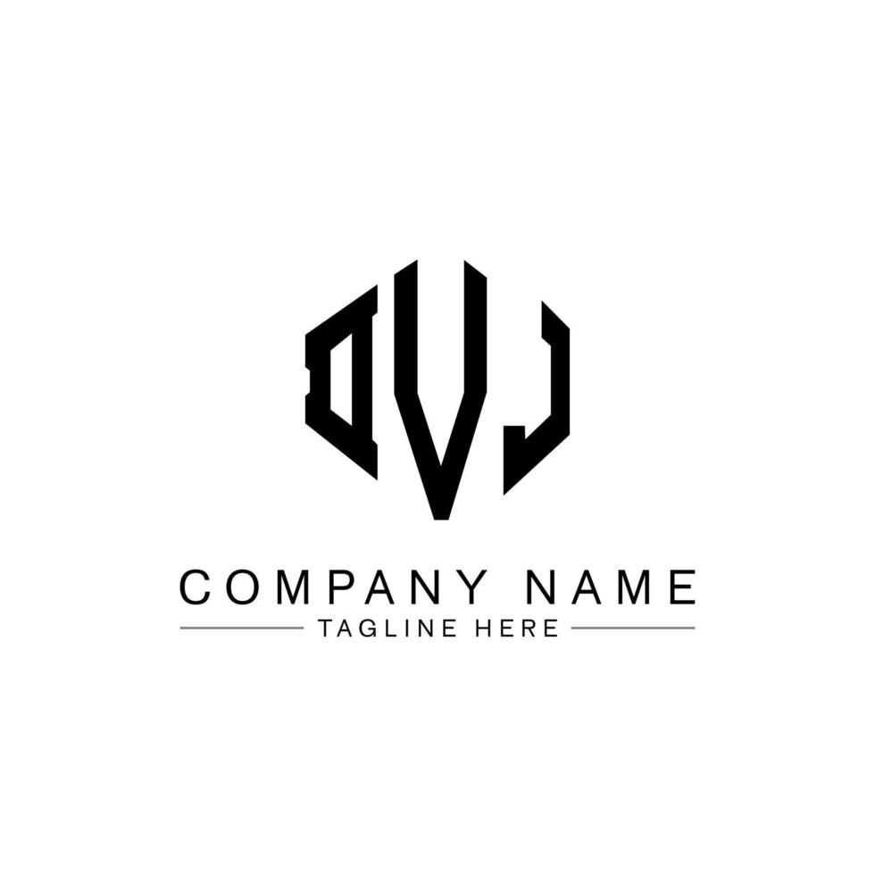 DVJ letter logo design with polygon shape. DVJ polygon and cube shape logo design. DVJ hexagon vector logo template white and black colors. DVJ monogram, business and real estate logo.