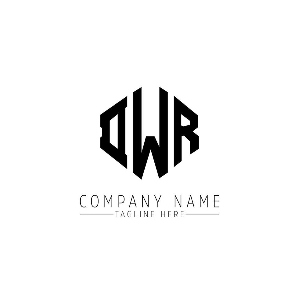 DWR letter logo design with polygon shape. DWR polygon and cube shape logo design. DWR hexagon vector logo template white and black colors. DWR monogram, business and real estate logo.