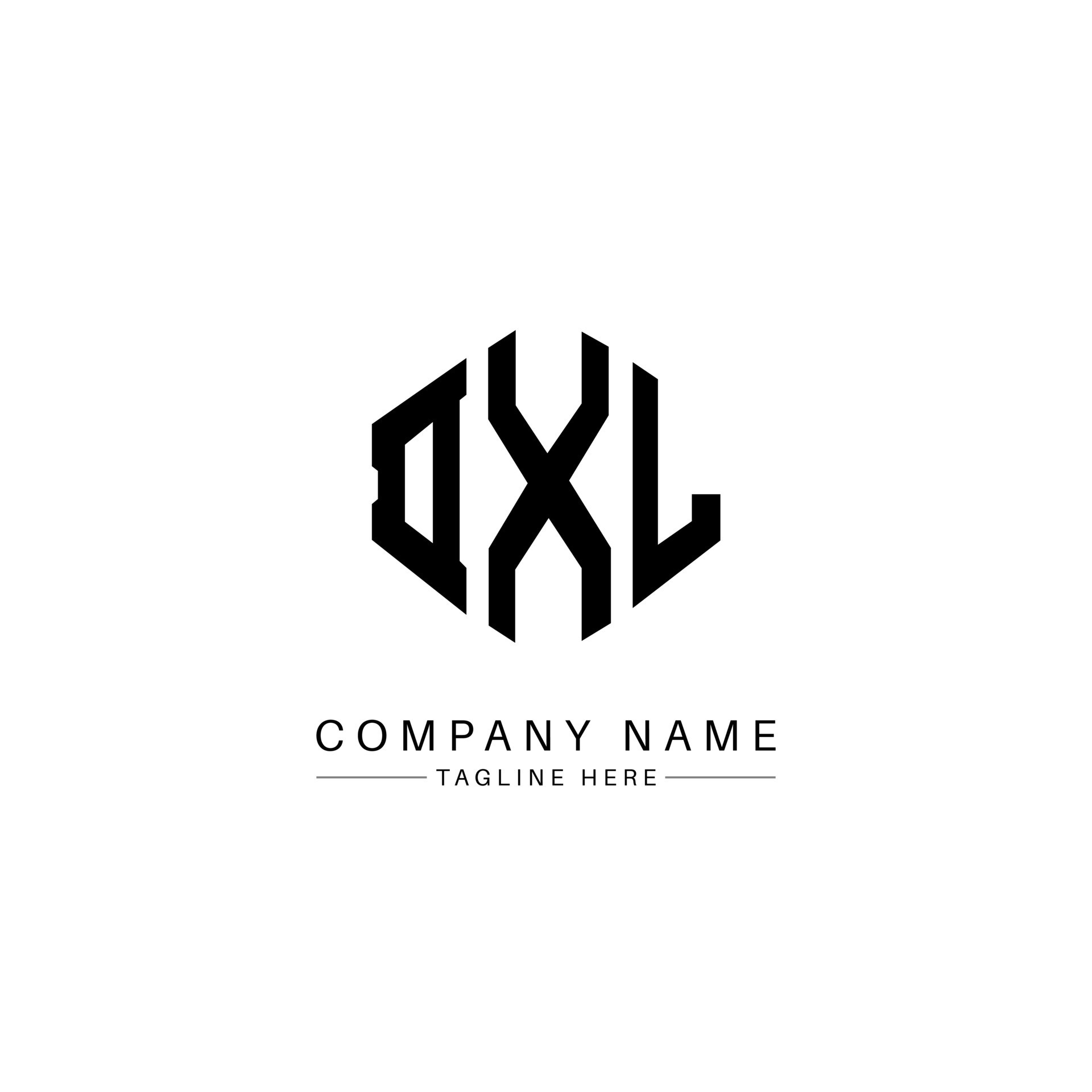 diseño de logotipo de letra dxl con forma de polígono. diseño de