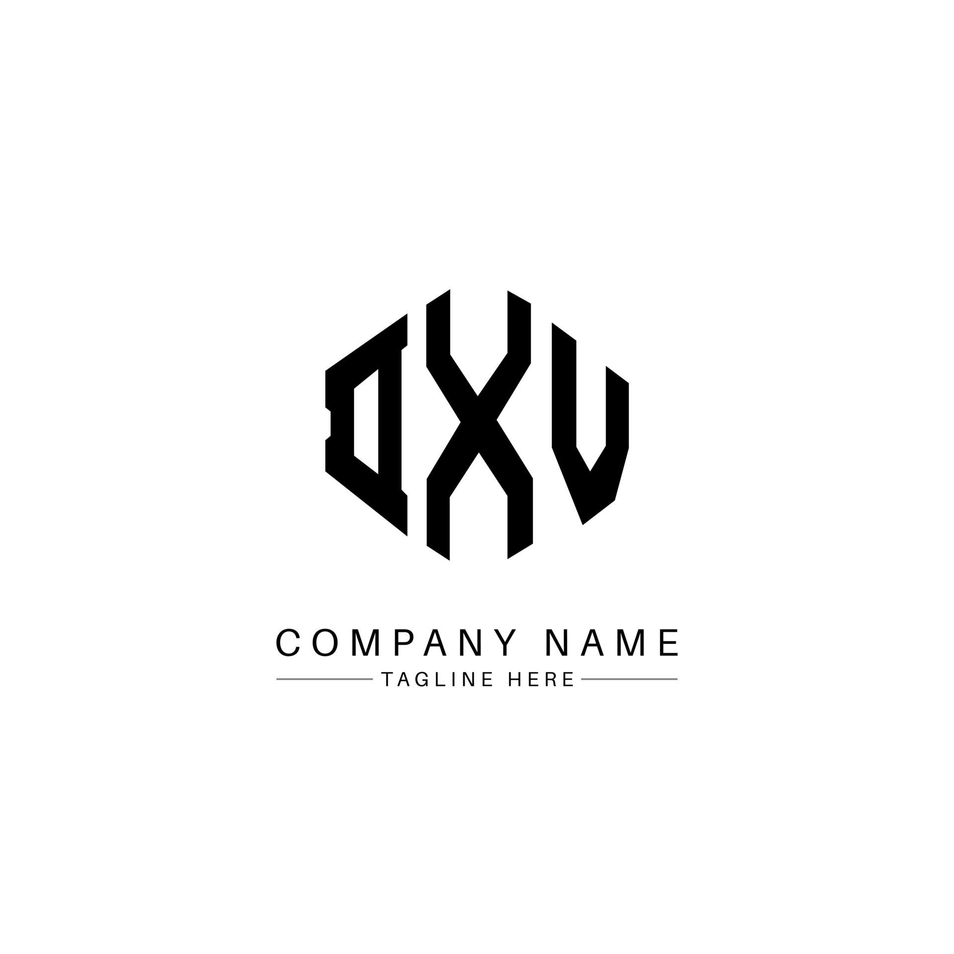 DXV letter logo design with polygon shape. DXV polygon and cube shape
