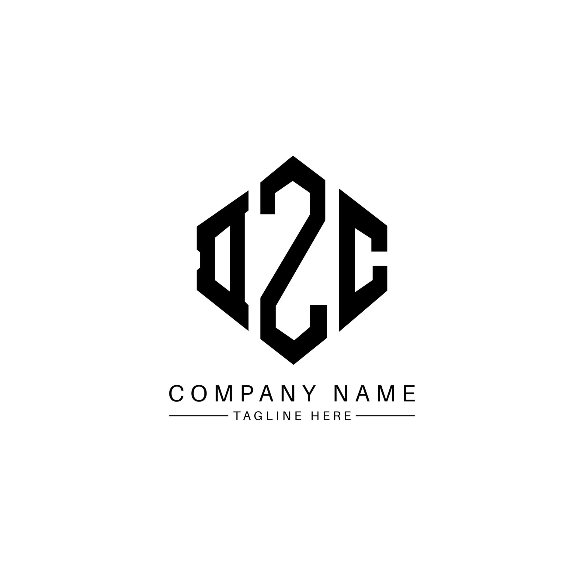 DZC letter logo design with polygon shape. DZC polygon and cube shape ...