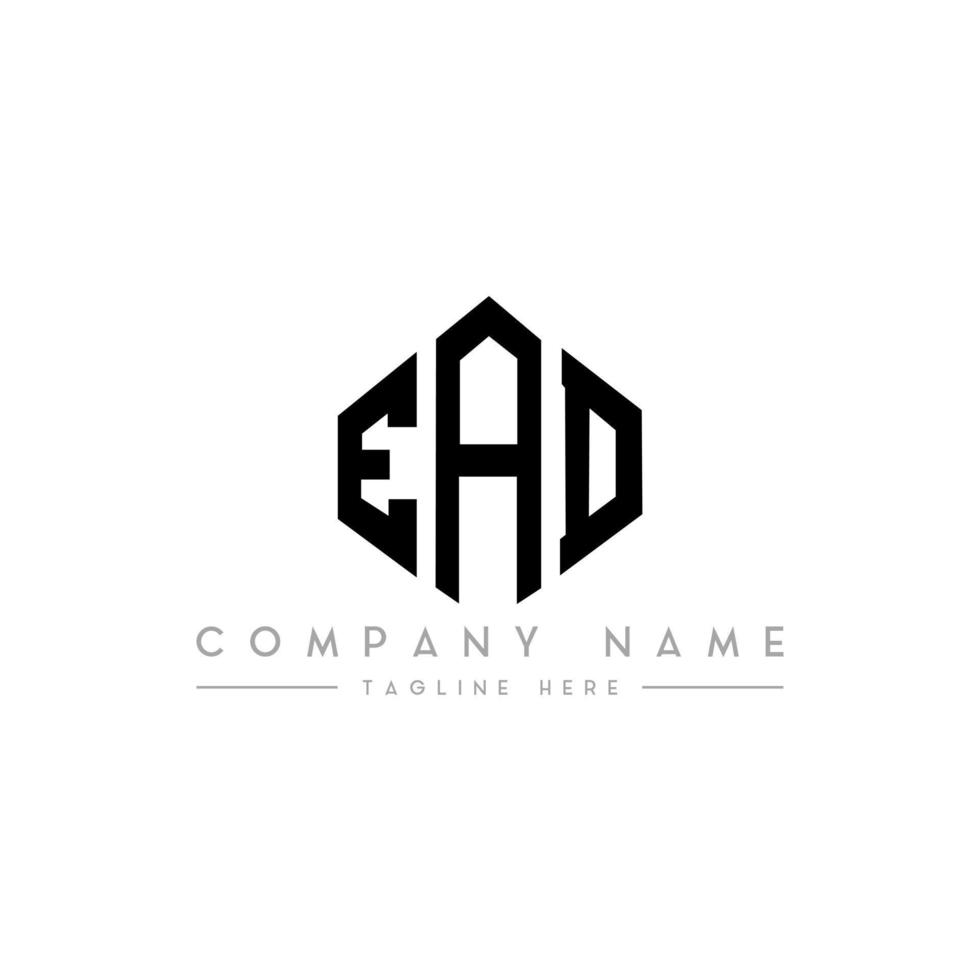 EAD letter logo design with polygon shape. EAD polygon and cube shape logo design. EAD hexagon vector logo template white and black colors. EAD monogram, business and real estate logo.