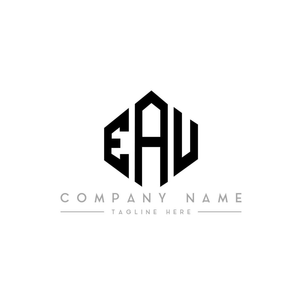 diseño de logotipo de letra eau con forma de polígono. diseño de logotipo en forma de cubo y polígono eau. eau hexágono vector logo plantilla colores blanco y negro. monograma de eau, logotipo comercial y inmobiliario.