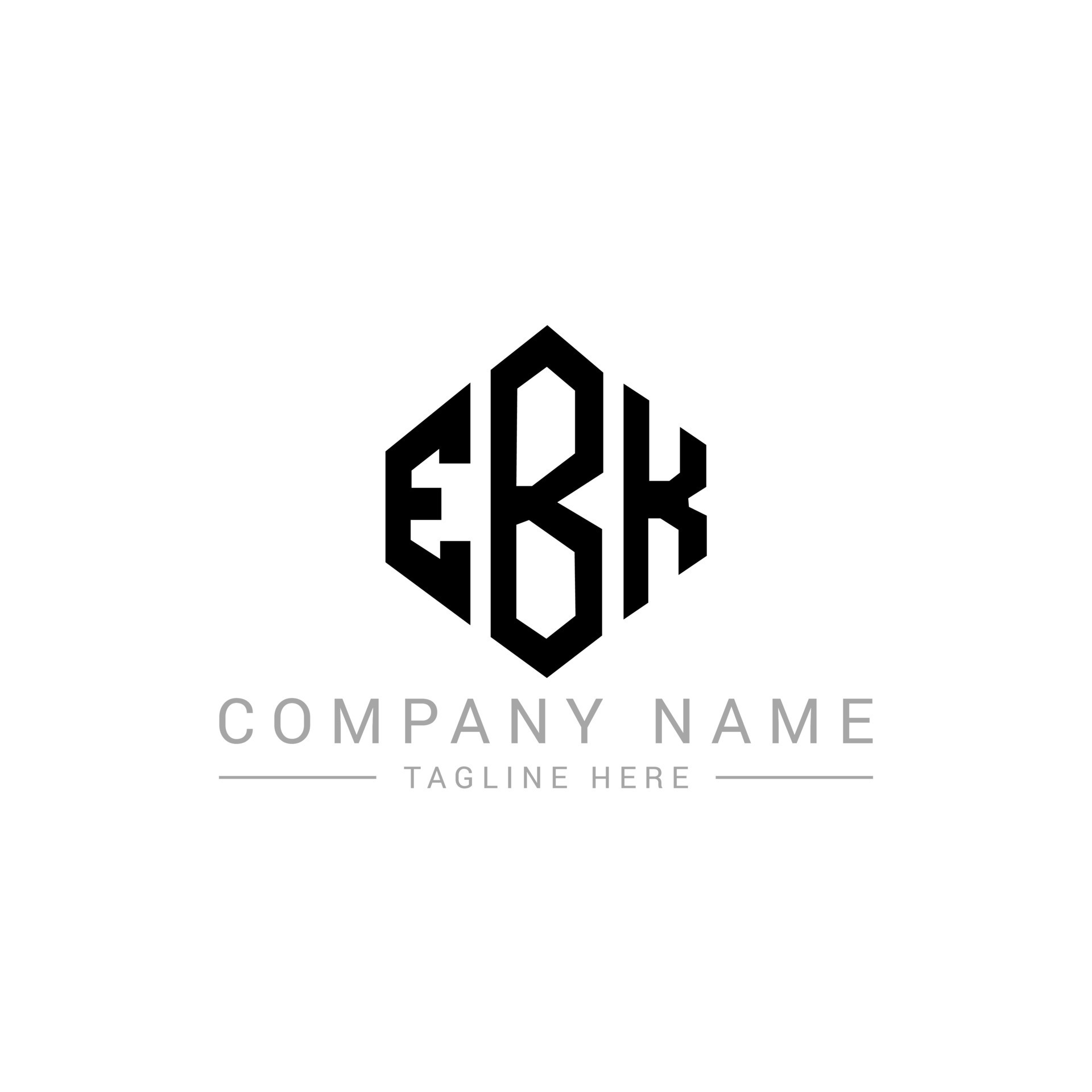 EBK letter logo design with polygon shape. EBK polygon and cube shape ...