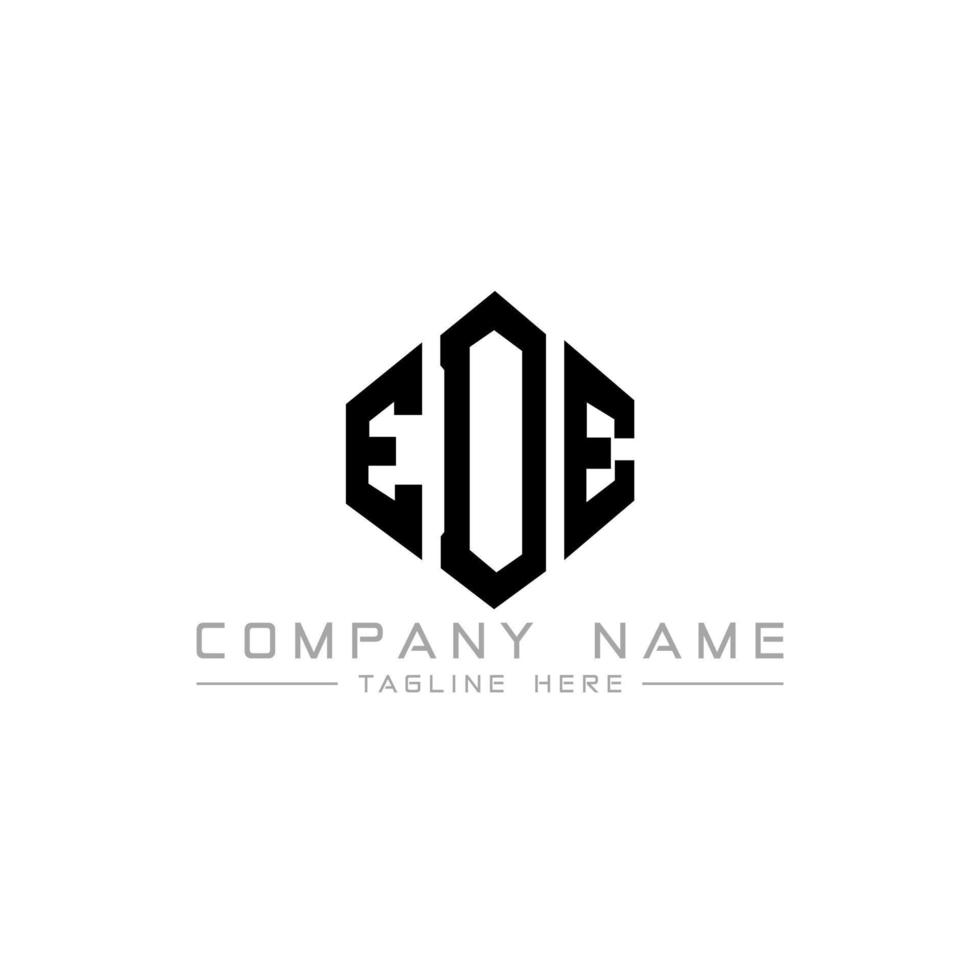 diseño de logotipo de letra ede con forma de polígono. diseño de logotipo en forma de polígono y cubo de ede. Ede hexágono vector logo plantilla colores blanco y negro. monograma ede, logotipo comercial e inmobiliario.