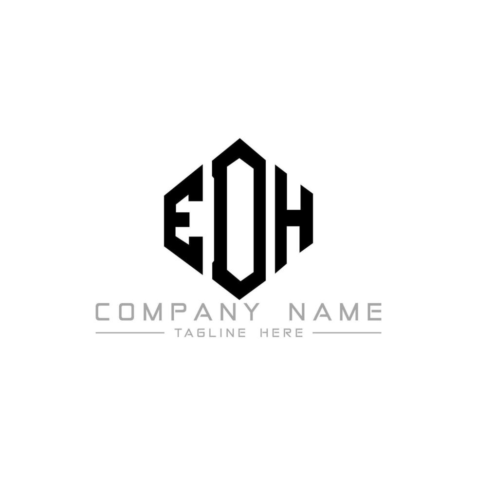 diseño de logotipo de letra edh con forma de polígono. diseño de logotipo en forma de cubo y polígono edh. edh hexágono vector logo plantilla colores blanco y negro. monograma edh, logotipo empresarial y inmobiliario.