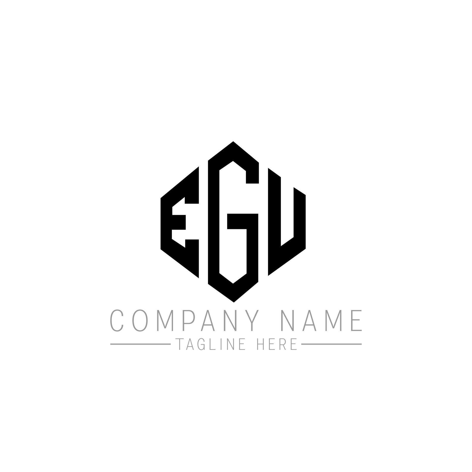 EGU letter logo design with polygon shape. EGU polygon and cube shape