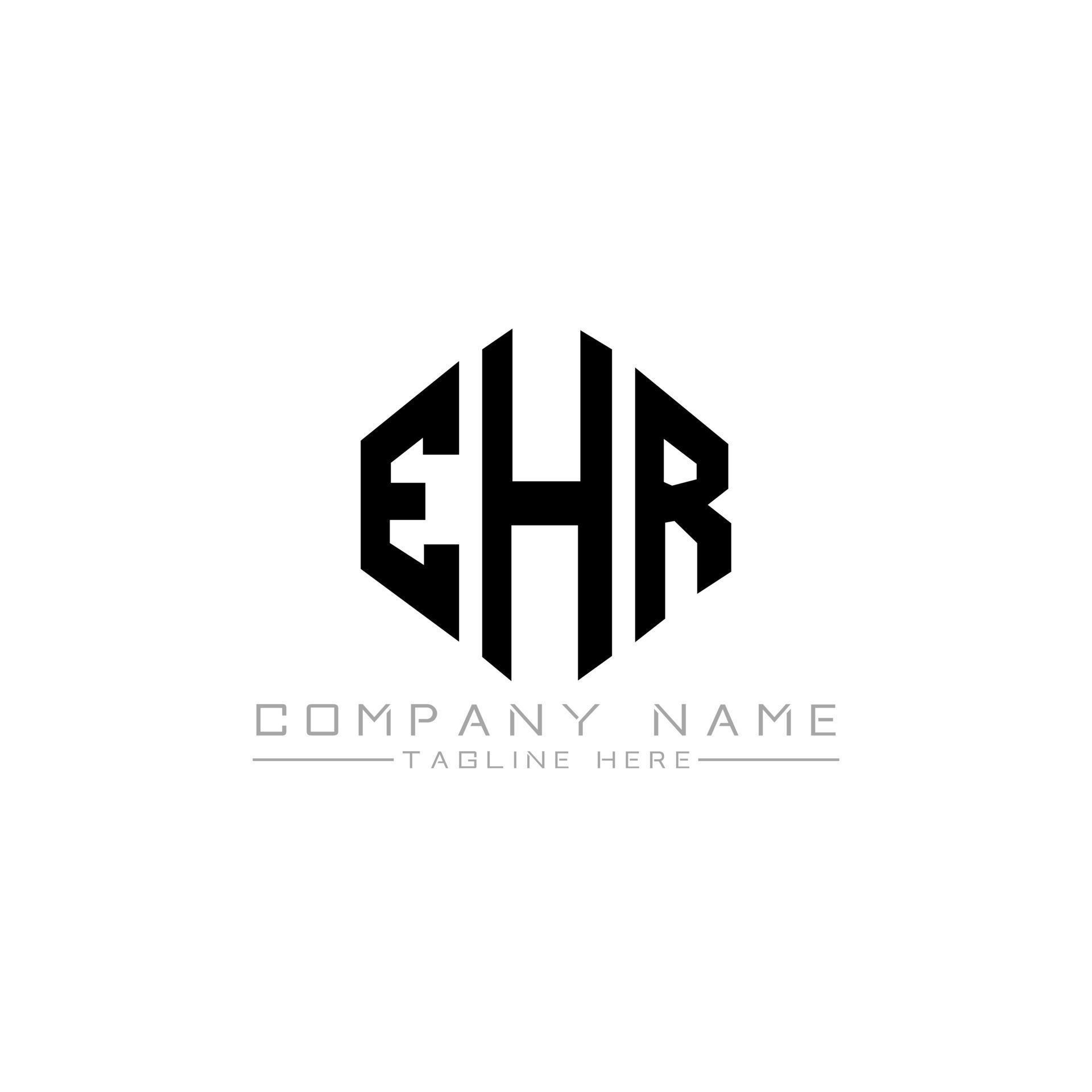EHR letter logo design with polygon shape EHR polygon and cube shape