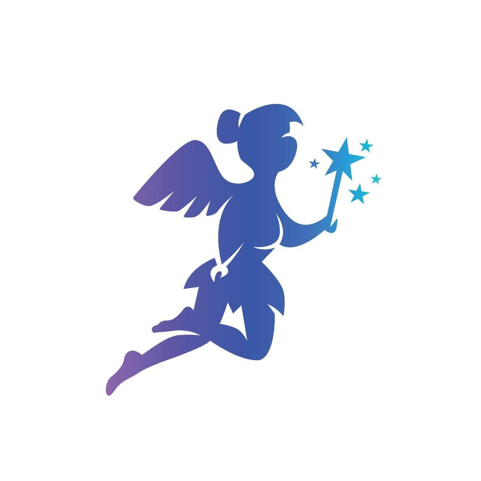 Little Abstract Fairy Girl Flying Logo Template vector