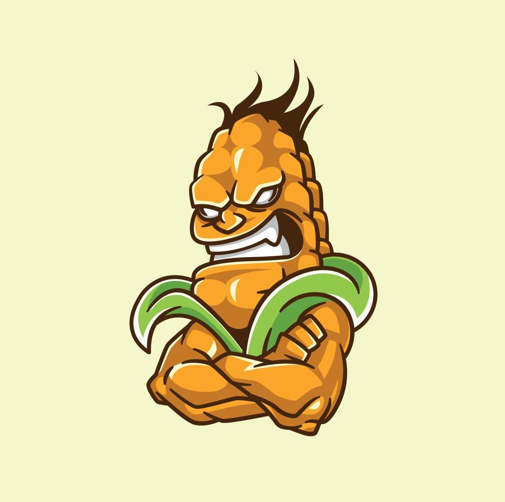 Angry Corn Demon Monster Creature Character vector