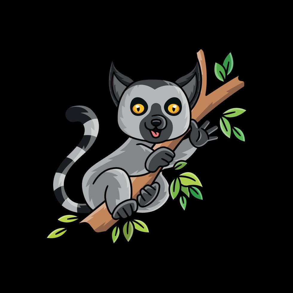 Friendly Playful Lemur Cartoon Character vector