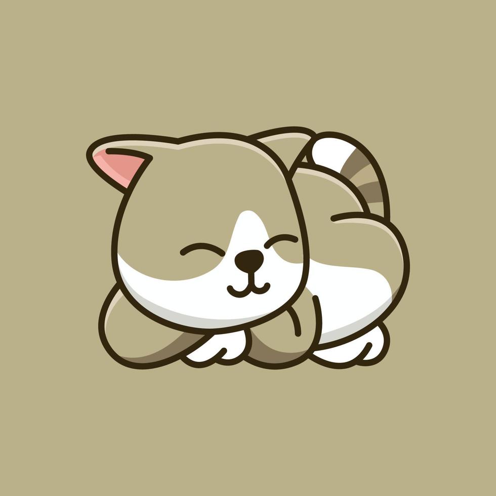 Adorable Sleepy Lazy Cat Vector