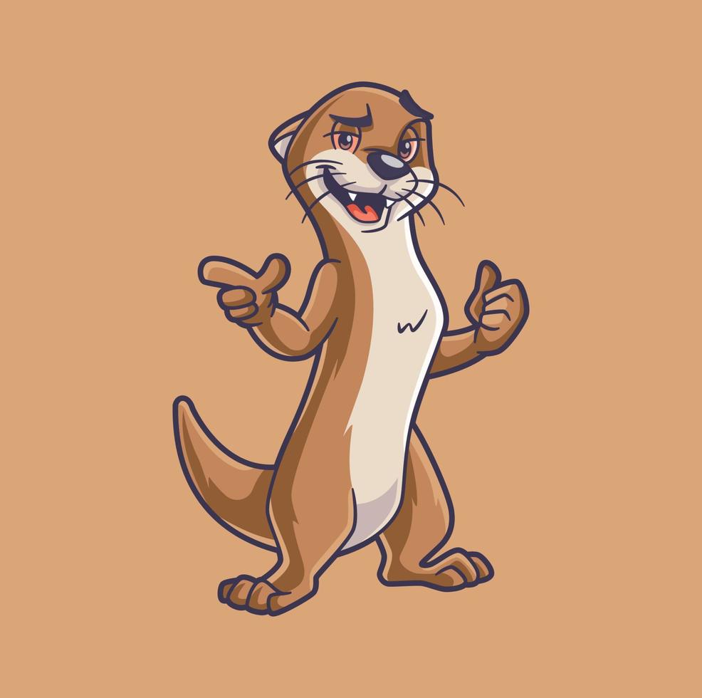 personaje de dibujos animados de nutria sonriente funky vector