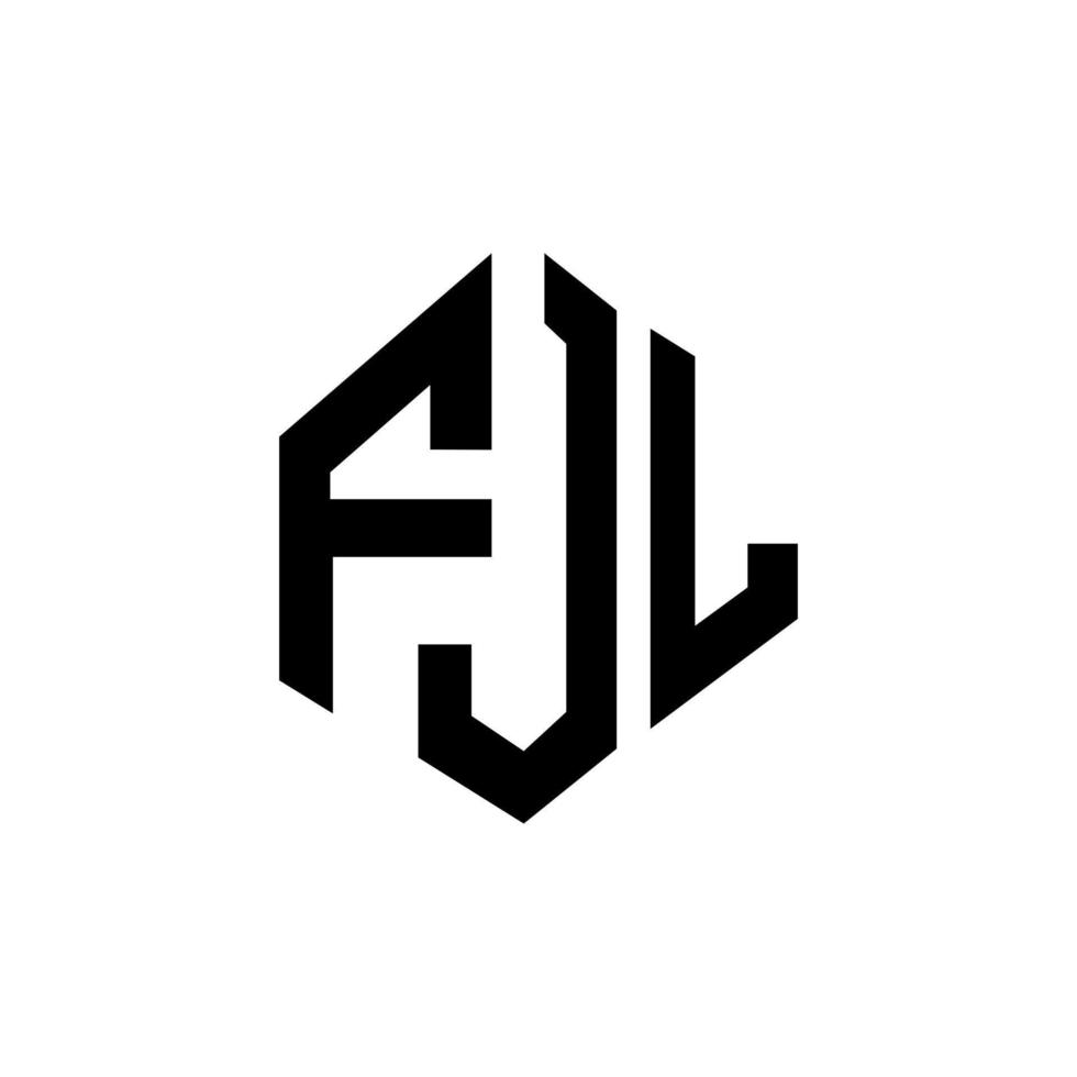 FJL letter logo design with polygon shape. FJL polygon and cube shape logo design. FJL hexagon vector logo template white and black colors. FJL monogram, business and real estate logo.