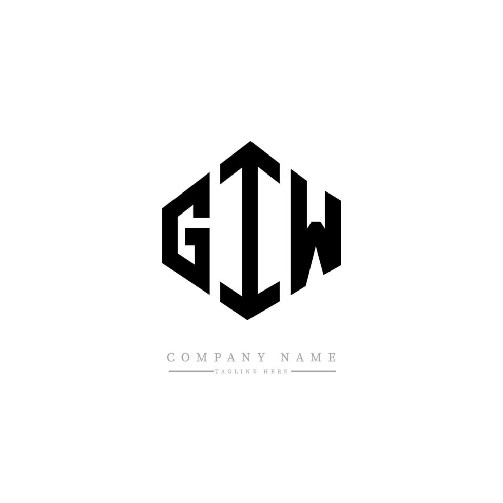 GIW letter logo design with polygon shape. GIW polygon and cube shape logo design. GIW hexagon vector logo template white and black colors. GIW monogram, business and real estate logo.