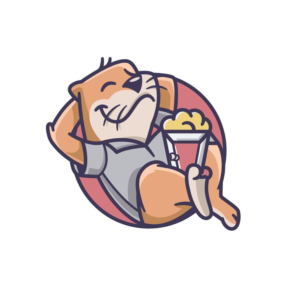 Adorable Lazy Otter Chilling Character Logo Template vector