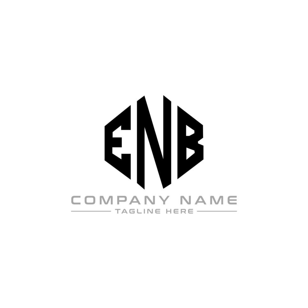 ENB letter logo design with polygon shape. ENB polygon and cube shape logo design. ENB hexagon vector logo template white and black colors. ENB monogram, business and real estate logo.