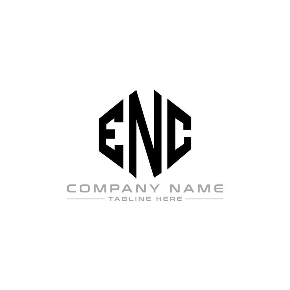 diseño de logotipo de letra enc con forma de polígono. diseño de logotipo en forma de cubo y polígono enc. enc hexágono vector logo plantilla colores blanco y negro. monograma enc, logotipo comercial e inmobiliario.