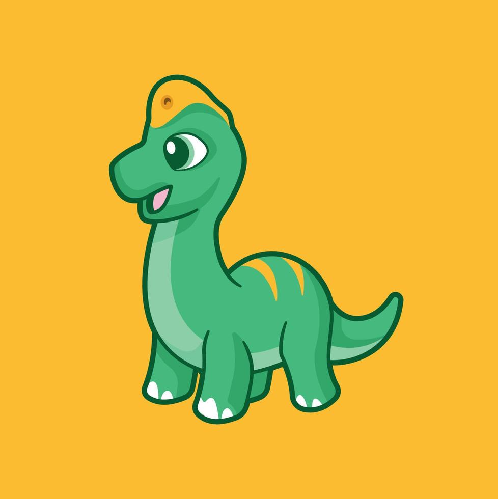 Cute Simple Brachiosaurus Cartoon Character vector