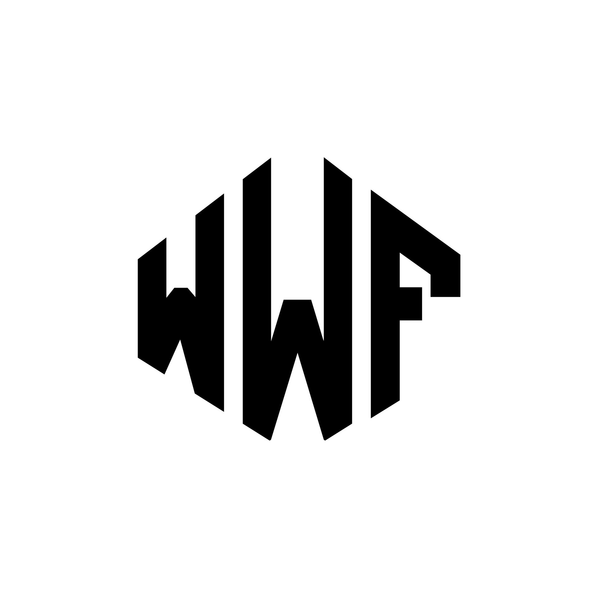 WWF letter logo design with polygon shape. WWF polygon and cube