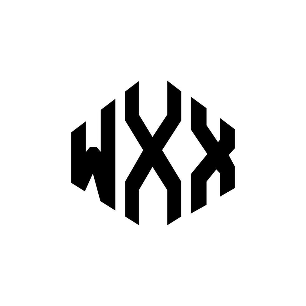 diseño de logotipo de letra wxx con forma de polígono. diseño de logotipo en forma de cubo y polígono wxx. wxx hexágono vector logo plantilla colores blanco y negro. monograma wxx, logotipo comercial e inmobiliario.